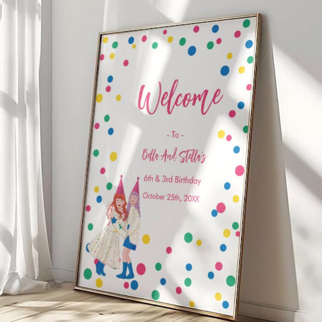 Affiche Fête d'anniversaire conjointe des sœurs Pastel (Créateur téléchargé)