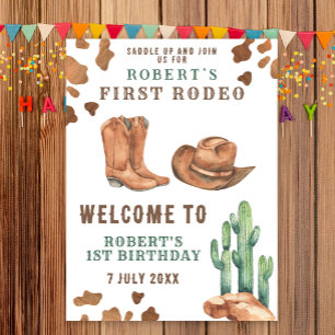 Affiche Fête d'anniversaire COWBOY pour la première année