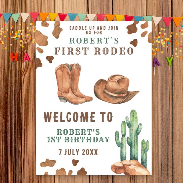 Affiche Fête d'anniversaire COWBOY pour la première année  (Créateur téléchargé)