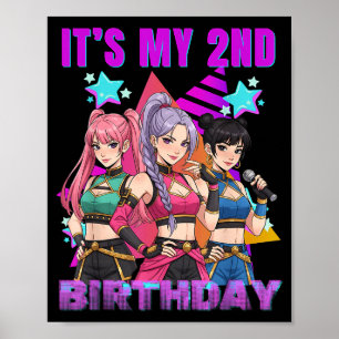 Affiche Fête d'anniversaire de 2 ans K P Enfants Filles 2è