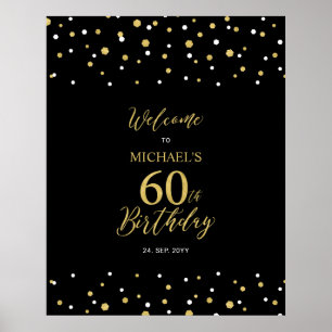 Affiche Fête d'anniversaire de 60 ans Bienvenue Confettis