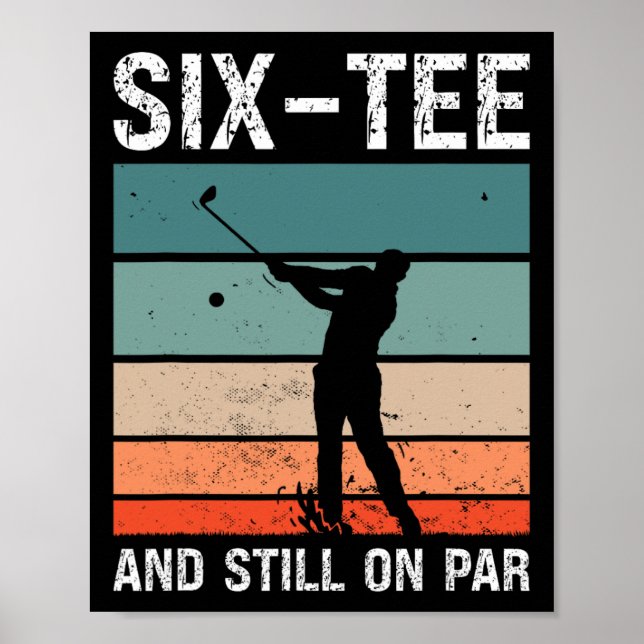Affiche Fête d'anniversaire de 60 ans de golf Six-tee et t (Devant)