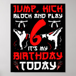 Affiche Fête d'anniversaire de 6 ans Karaté Enfants Karaté