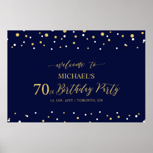 Affiche Fête d'anniversaire de 70 ans Bienvenue Or et Nuit