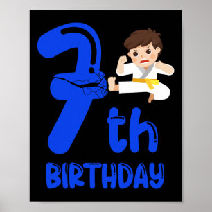 Affiche Fête d'anniversaire de 7 ans pour garçon. Septième