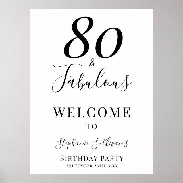 Affiche Fête d'anniversaire de 80 ans Eighty and Fabulous  (Devant)