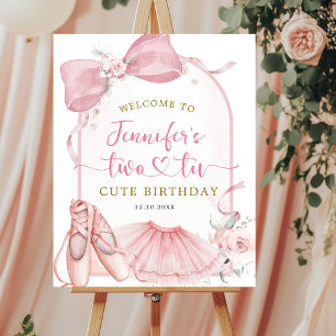 Affiche Fête d'anniversaire de ballerine mignonne Coquette