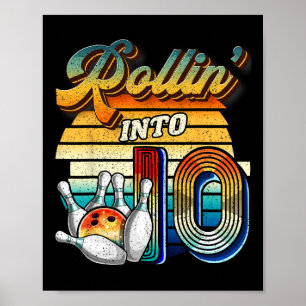 Affiche Fête d'anniversaire de bowling en entrant dans 10