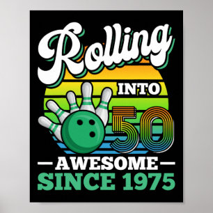 Affiche Fête d'anniversaire de bowling entre dans sa 50e a