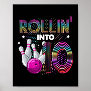 Affiche Fête d'anniversaire de bowling qui entre dans 10 1