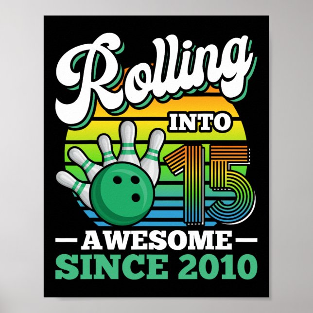 Affiche Fête d'anniversaire de bowling qui entre dans sa 1 (Devant)