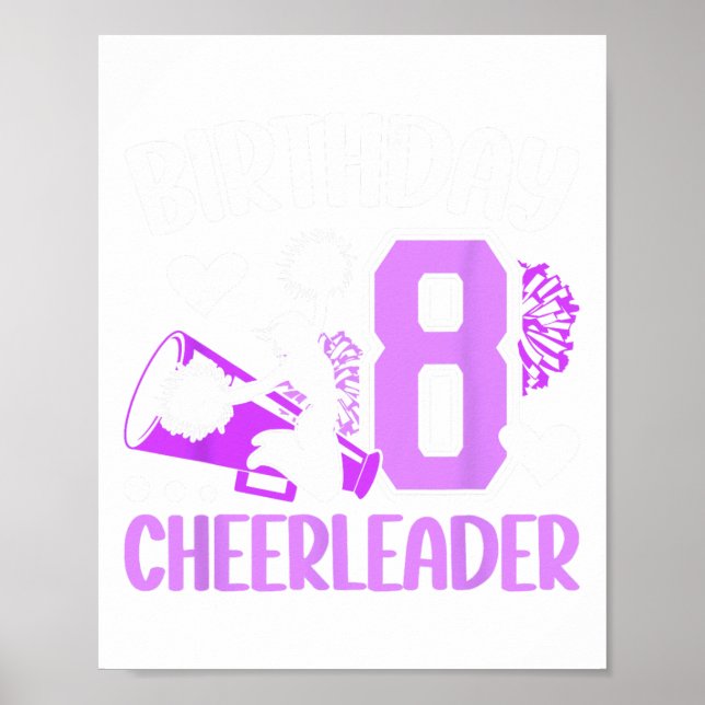 Affiche Fête d'anniversaire de cheerleading 8 ans Cheerlea (Devant)