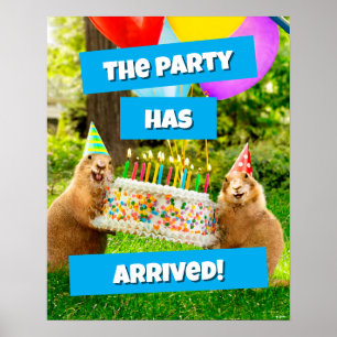 Affiche Fête d'anniversaire de chien de prairie