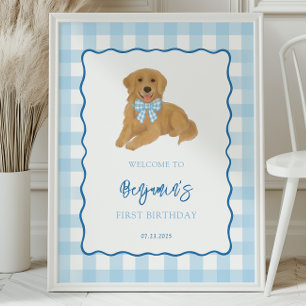 Affiche Fête d'anniversaire de chiot Golden Retriever Bien