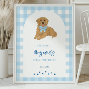 Affiche Fête d'anniversaire de chiot Golden Retriever Bien