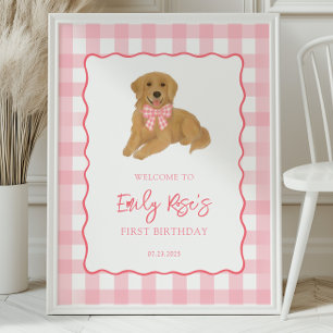 Affiche Fête d'anniversaire de chiot Golden Retriever Bien
