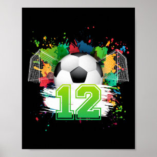 Affiche Fête d'anniversaire de football 12 ans 12 ans joue