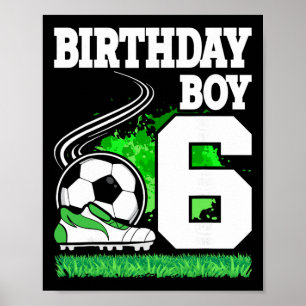 Affiche Fête d'anniversaire de football - Garçon de 6 ans