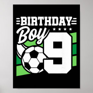 Affiche Fête d'anniversaire de football - Garçon de 9 ans