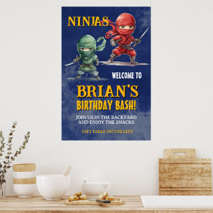 Affiche Fête d'anniversaire de guerrier ninja furtif