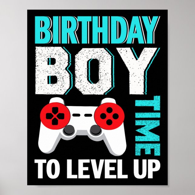 Affiche Fête d'anniversaire de jeu vidéo pour garçon (Devant)