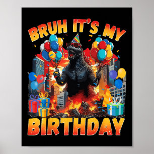 Affiche Fête d'anniversaire de Kaiju Japon Monstre Dinosua