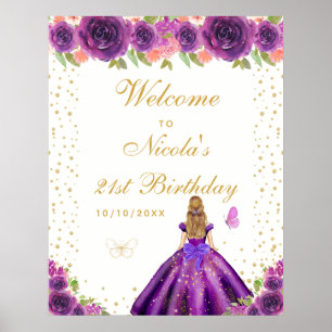 Affiche Fête d'anniversaire de la fille aux cheveux blonds