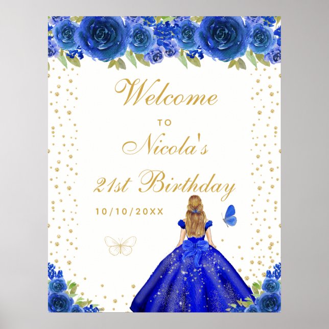 Affiche Fête d'anniversaire de la fille aux cheveux blonds (Devant)