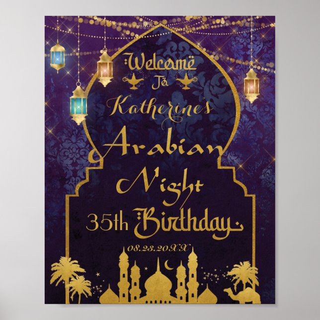 Affiche Fête d'anniversaire de la Lampe Exotic Arabian Nig (Devant)