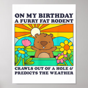 Affiche Fête d'anniversaire de la marmotte jour férié drôl