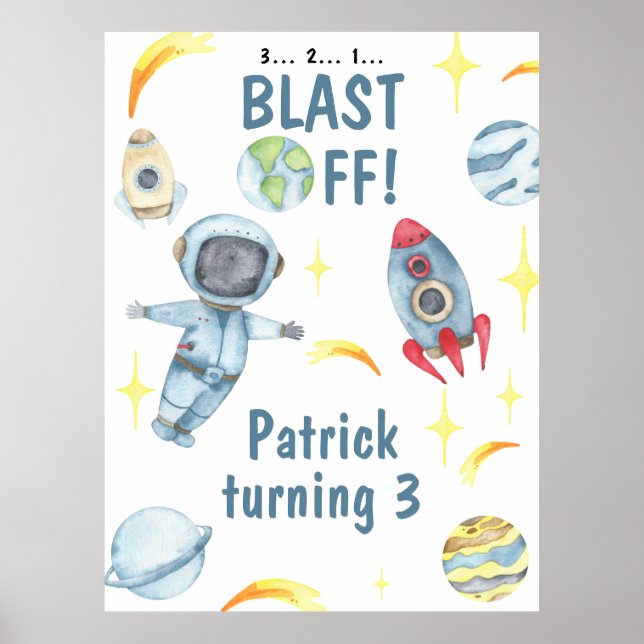 Affiche Fête d'anniversaire de l'astronaute (Devant)