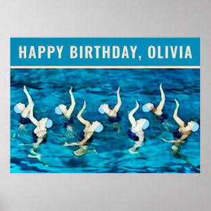 Affiche Fête d'anniversaire de natation pour nageur