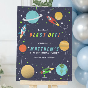 Affiche Fête d'anniversaire de vaisseau spatial extraterre