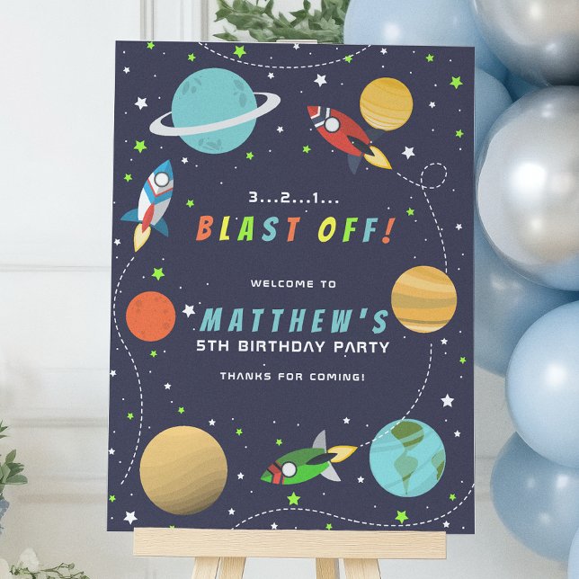Affiche Fête d'anniversaire de vaisseau spatial extraterre (Créateur téléchargé)