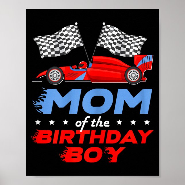 Affiche Fête d'anniversaire de voiture de course Maman ado (Devant)