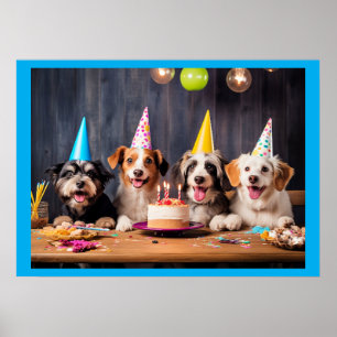 Affiche Fête d'anniversaire des chiens