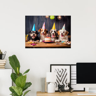 Affiche Fête d'anniversaire des chiens