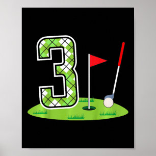 Affiche Fête d'anniversaire des enfants de 3 ans Golf Boy