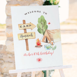 Affiche Fête d'anniversaire des filles de camping dans la 