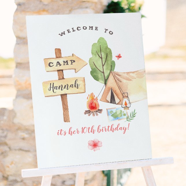 Affiche Fête d'anniversaire des filles de camping dans la  (Créateur téléchargé)