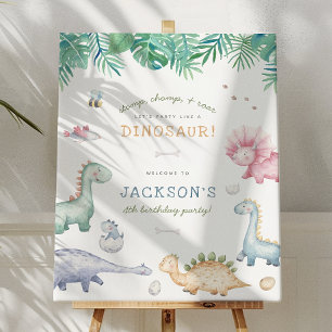 Affiche Fête d'anniversaire des garçons dinosaures Stomp,