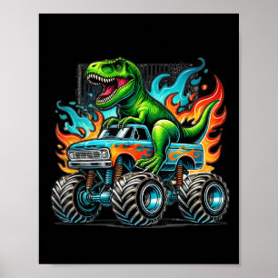 Affiche Fête d'anniversaire dinosaure camion monstre Monst