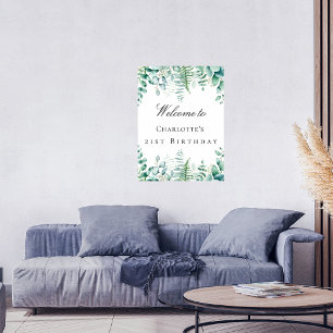 Affiche Fête d'anniversaire eucalyptus verdure forêt bienv