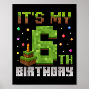 Affiche Fête d'anniversaire garçon enfant C'est mon 6ème a