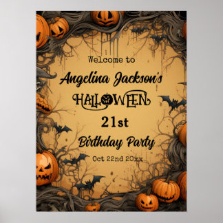 Affiche Fête d'anniversaire Halloween 21 ans Bienvenue cit