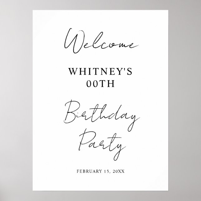 Affiche Fête d'anniversaire minimaliste moderne (Devant)