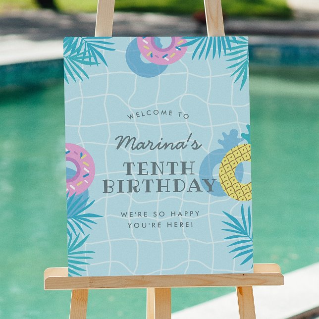Affiche Fête d'anniversaire Moderne de Piscine d'Été  (Créateur téléchargé)