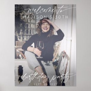 Affiche Fête d'anniversaire moderne Photo de bienvenue Écr