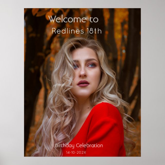 Affiche Fête d'anniversaire moderne Photo de bienvenue Écr (Devant)