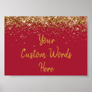 Affiche Fête d'anniversaire pailletée de Bourgogne et d'Or